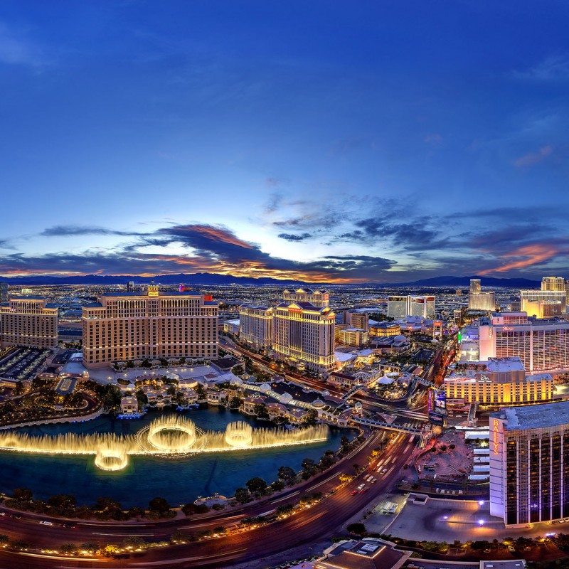 Las Vegas at dusk spherical panorama from Eiffel Tower ...